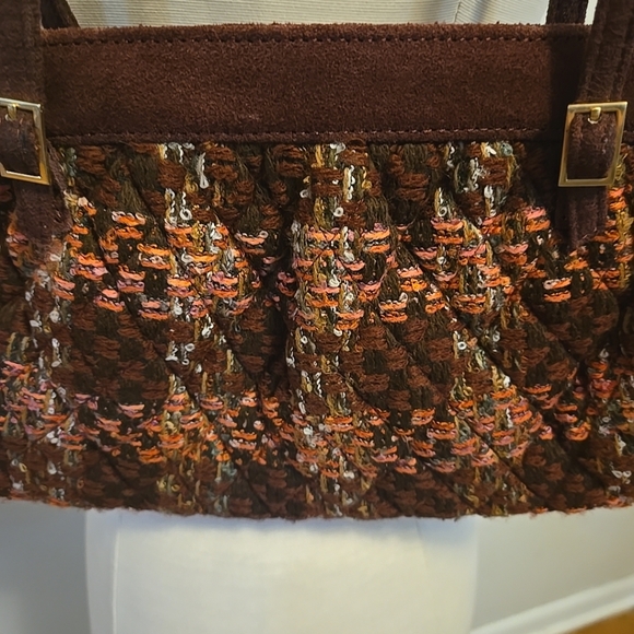 Vera Bradley Annie Tweed Handbag Purse Vintage Look Pink Purple - Picture 2 of 7